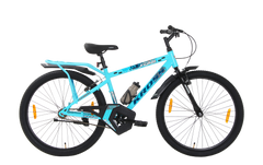 Kross XCool 26T Single Speed MTB Bicycle with Internal Cable Routing, V-Brakes, Water Bottle & Mudguards (Aqua Blue)