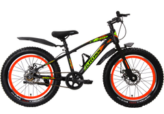 Kross Zinger 20T Steel Single Speed Kids Bicycle with Front & Rear Disc Brakes (20x3.0T, Alloy Rims, 11.6” Frame-Black-Orange)