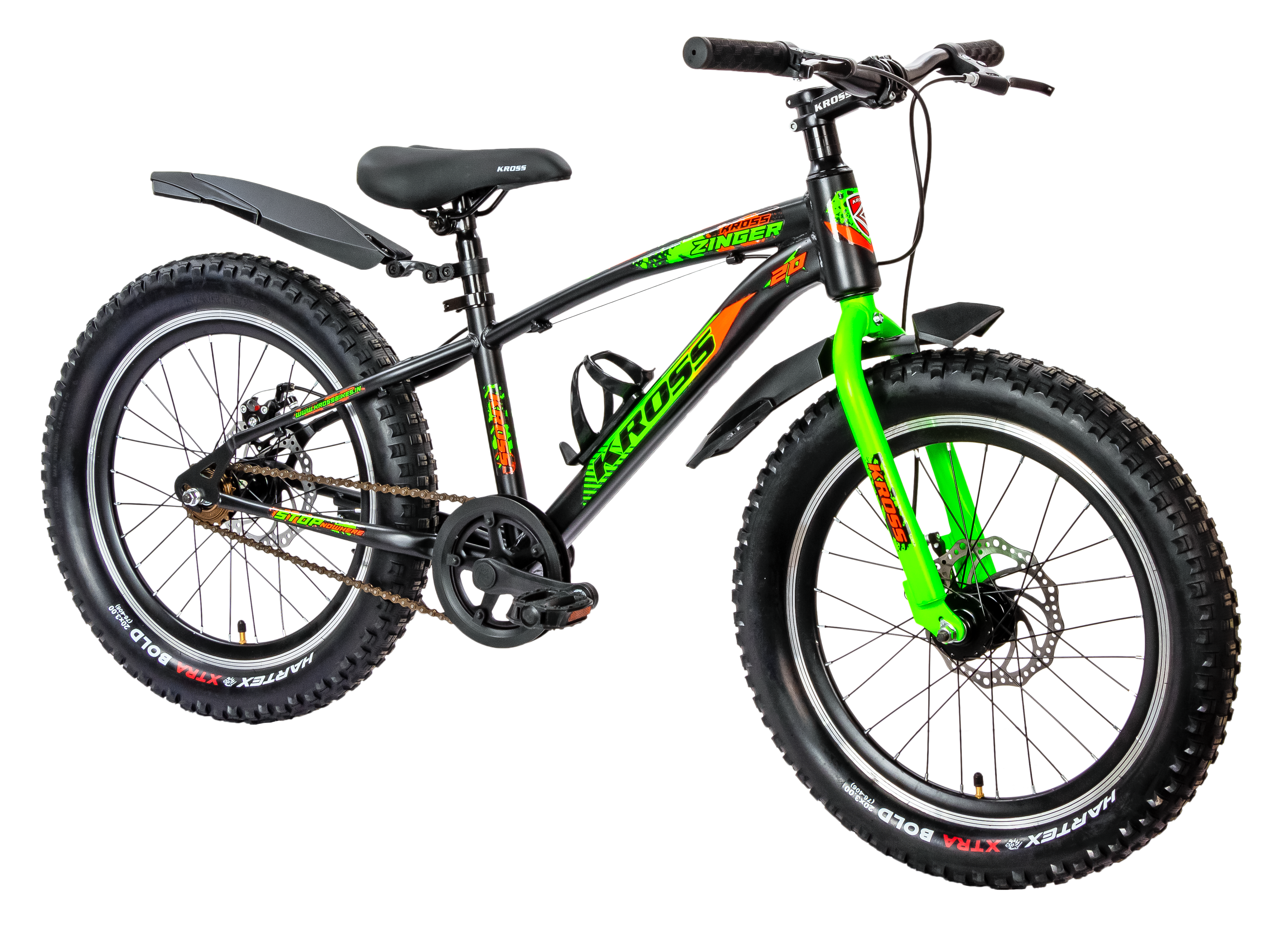 Kross Zinger 20T Steel Single Speed Kids Bicycle with Front & Rear Disc Brakes (20x3.0T, Alloy Rims, 11.6” Frame-Black)